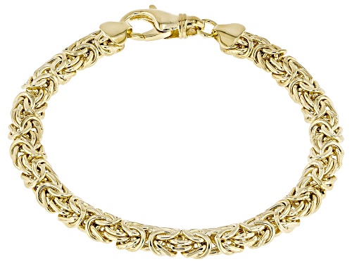 18k Yellow Gold Over Sterling Silver 7mm Domed Byzantine Bracelet - Size 7.25