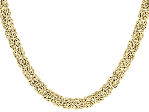 18k Yellow Gold Over Sterling Silver 7mm Domed Byzantine Necklace - Size 20