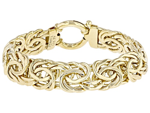18k Yellow Gold Over Sterling Silver 14mm Byzantine Bracelet - Size 7.25