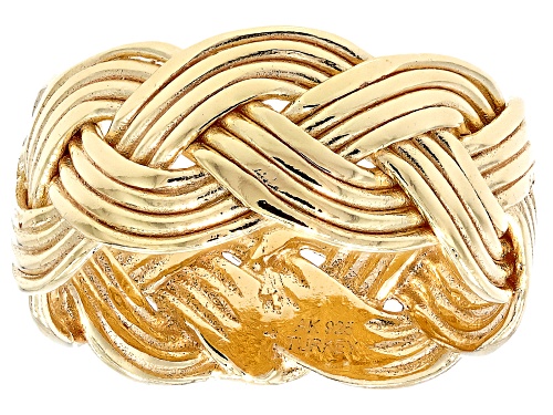 18k Yellow Gold Over Sterling Silver Braided Band Ring - Size 11