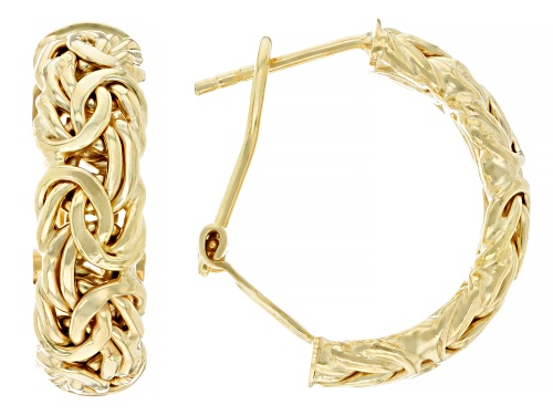 18k Over Sterling Silver 0.75" Byzantine Hoop Earrings