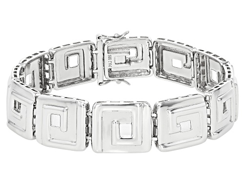 Rhodium Over Sterling Silver Link Bracelet - Size 7.25