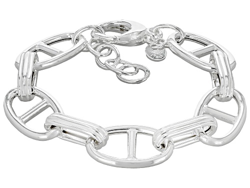Sterling Silver 13mm Alternating Mariner Link Bracelet - Size 6.5