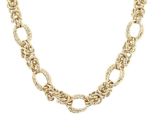 18k Yellow Gold Over Sterling Silver 8mm Diamond Cut Byzantine 20" Necklace - Size 20