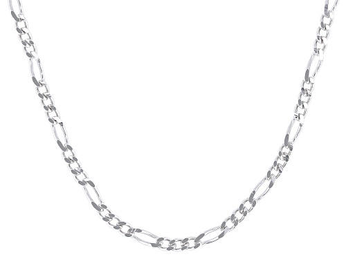 Rhodium Over Sterling Silver 1.7mm Figaro 18" Necklace - Size 18