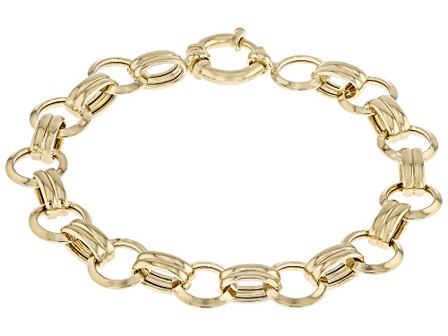 18k Yellow Gold Over Sterling Silver 11mm Oval Link Bracelet - Size 8