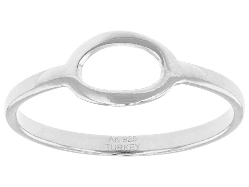 Sterling Silver Oval Open Design Ring - Size 6