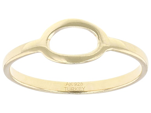 18k Yellow Gold Over Sterling Silver Oval Open Design Ring - Size 10
