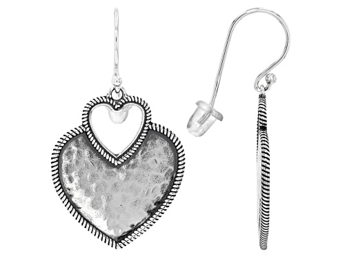 Sterling Silver Hammered Heart Earrings