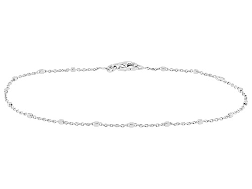 Sterling Silver Cable and Square Bead Bracelet - Size 7.5