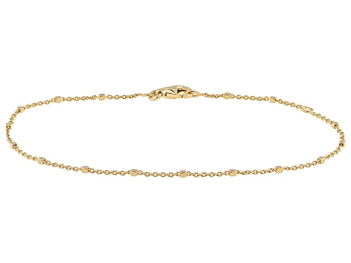 18k Yellow Gold Over Sterling Silver Cable and Square Bead Bracelet - Size 7.5