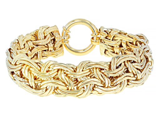 18k Yellow Gold Over Sterling Silver 16mm Byzantine Bracelet - Size 7.25