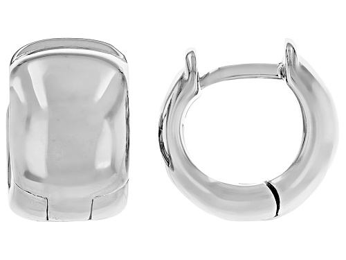 Rhodium Over Sterling Silver 0.40" Huggie Hoop Earrings