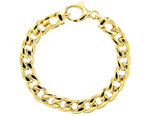 18k Yellow Gold Over Sterling Silver Cuban Link 8" Bracelet - Size 8
