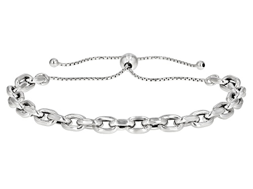 Photo of Rhodium Over Sterling Silver 5.92MM Polished Bolo 9.5" Bracelet - Size 9.5
