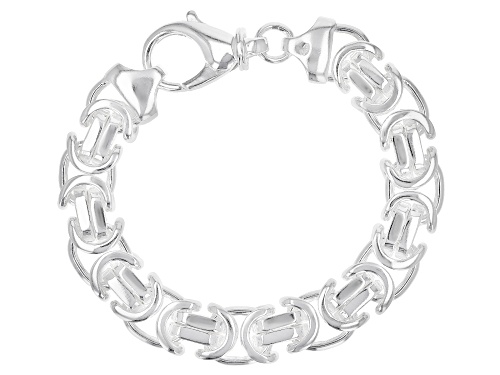 Sterling Silver 11.20MM Flat Byzantine 7.5 Inch Bracelet - Size 7.5