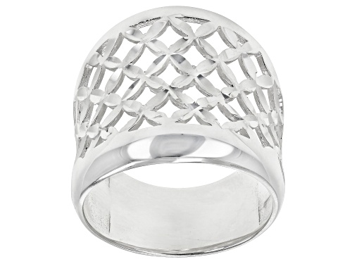 Sterling Silver Open Dome X Design Ring - Size 7