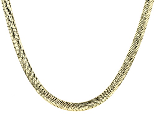 18K Yellow Gold Over Sterling Silver 6.5MM Diamond Cut 20 Inch Bombe Herringbone Link Necklace - Size 20