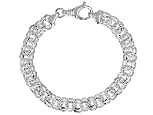 Photo of Sterling Silver Diamond-Cut 9MM Double Link Bracelet - Size 8.5