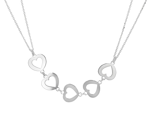 Sterling Silver Multi-Heart Cable Chain 18 Inch Necklace - Size 18