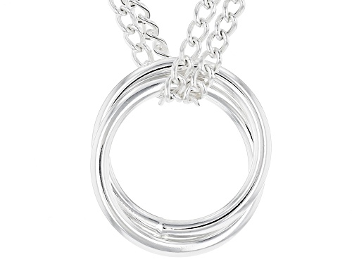 Photo of Sterling Silver Two-Strands Curb Chain Rings 18 Inch Necklace - Size 18