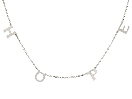 Photo of Rhodium Over Sterling Silver HOPE Initial Cable Chain 18 Inch with 2 Inch Extender Necklace - Size 18