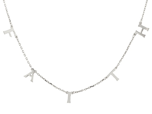 Photo of Rhodium Over Sterling Silver FAITH Initial Cable Chain 18 Inch with 2 Inch Extender Necklace - Size 18