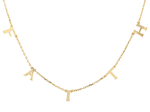 Photo of 18K Yellow Gold Over Sterling Silver FAITH Initial Cable Chain 18 Inch with 2 Inch Extender Necklace - Size 18