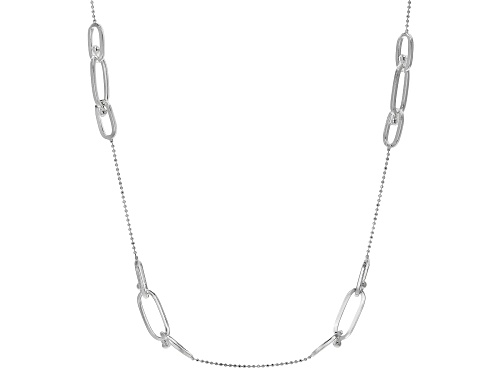 Sterling Silver Station Paperclip Necklace - Size 24