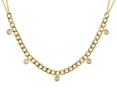 Photo of 18K Yellow Gold Over Sterling Silver with Bella Luce® White Diamond Simulant Curb Necklace - Size 20
