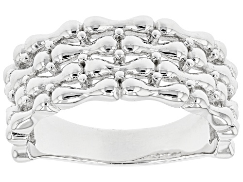 Rhodium Over Sterling Silver 8.6MM Bamboo Ring - Size 8