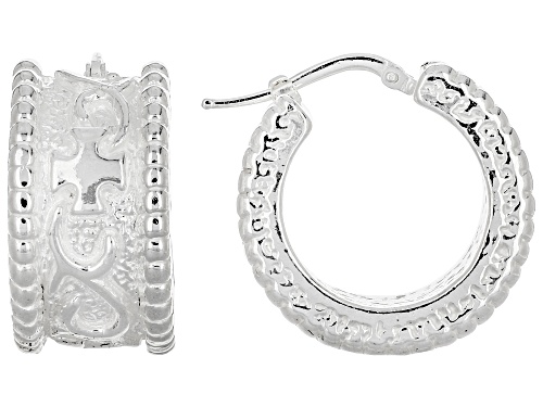 Photo of Sterling Silver Art formed Etruscan Accent Squared Tube Hoop Earrings