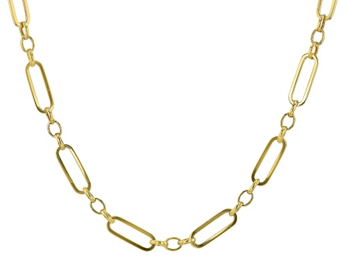 Photo of 18K Yellow Gold Over Sterling Silver Paper Clip Link 18 Inch Necklace - Size 18
