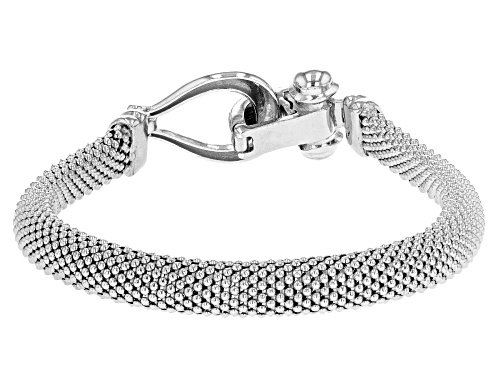 Rhodium Over Sterling Silver Popcorn Chain Bracelet - Size 8