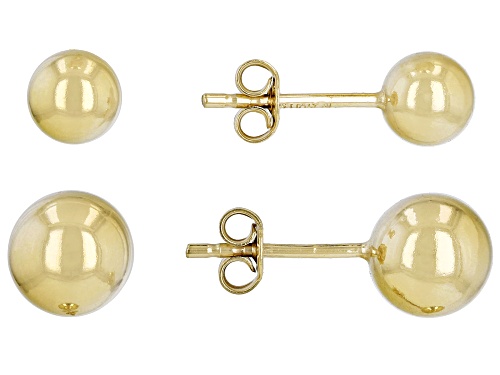 Photo of 18K Yellow Gold Over Sterling Silver 6-8mm Ball Stud Earrings Set of 2