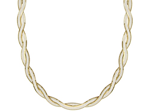 Photo of Sterling Silver & 18K Yellow Gold Over Sterling Silver 4.5mm Double Row Herringbone 18 Inch Necklace - Size 18