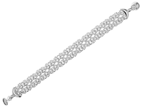 Photo of Sterling Silver Double-Row Byzantine Link Bracelet With Magnetic Clasp - Size 8