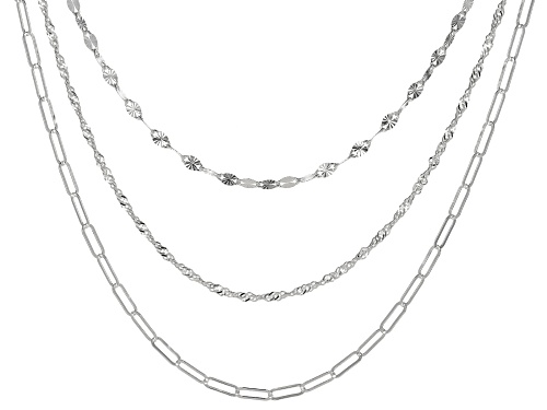 Photo of Sterling Silver Multi-Link Set of 3 Chains With Multi-Strand Connecting Clasp