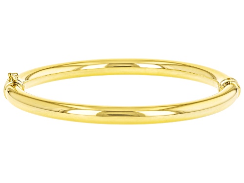 18k Yellow Gold Over Sterling Silver 6mm Hinged Bangle - Size 7.5