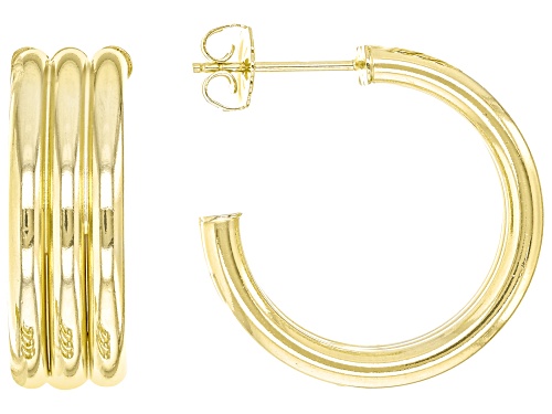 Photo of 18k Yellow Gold Over Sterling Silver  Multi-Row Hoop Earrings