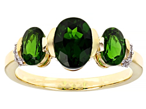 Photo of 1.93ctw Oval Chrome Diopside and 0.04ctw White Diamond Accent 10K Yellow Gold Ring - Size 6