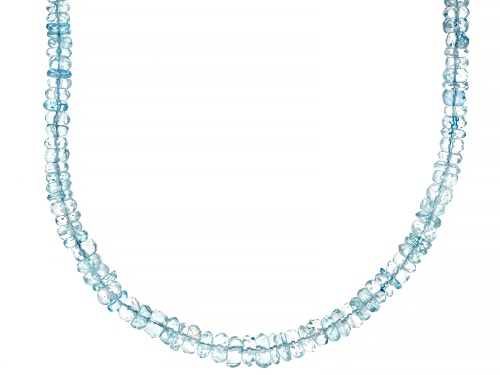 Rondelle Aquamarine Rhodium Over 14k White Gold Beaded Necklace - Size 18
