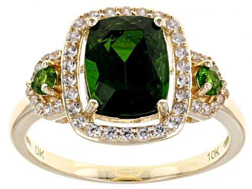 Photo of 1.88ctw Chrome Diopside With 0.27ctw White Zircon 10k Yellow Gold Ring - Size 5
