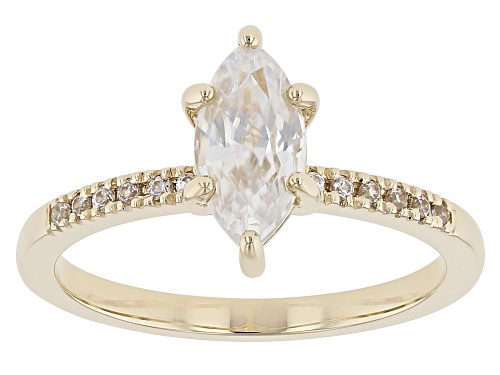 Photo of 1.30ct Marquise And 0.10ctw Round White Zircon 10k Yellow Gold Ring - Size 7