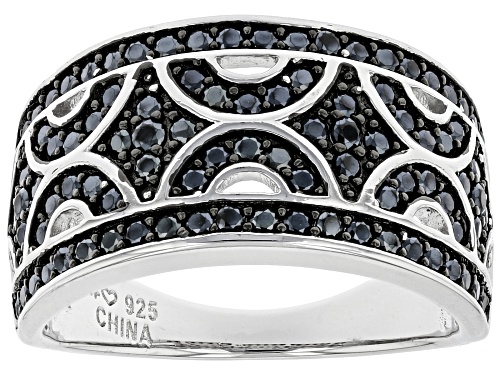 Photo of 0.86ctw Round Black Spinel Rhodium Over Sterling Silver Band Ring - Size 7