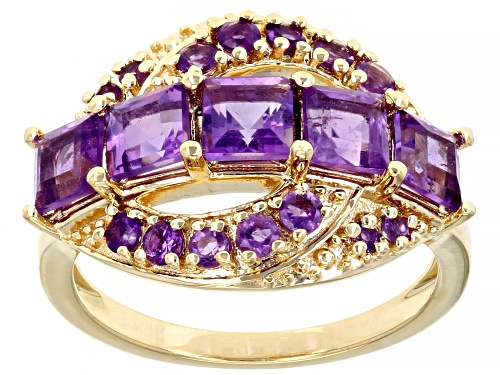 Photo of 1.36ctw Square And 0.44ctw Round African Amethyst 18K Yellow Gold Over Sterling Silver Ring - Size 9
