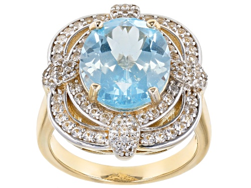Photo of 4.79ct Oval Glacier Topaz™ With 0.70ctw White Topaz 18k Yellow Gold Over Sterling Silver Ring - Size 10