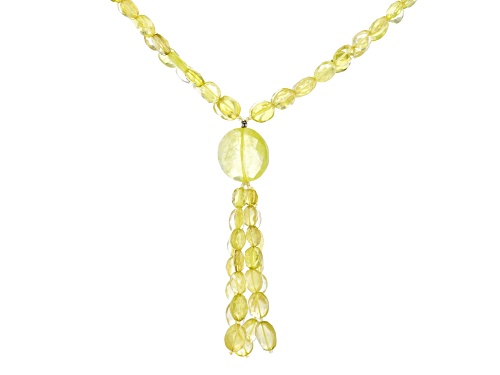 Photo of 5x7-8x10mm Oval And 30mm Round Canary Quartz Beaded Necklace. - Size 28