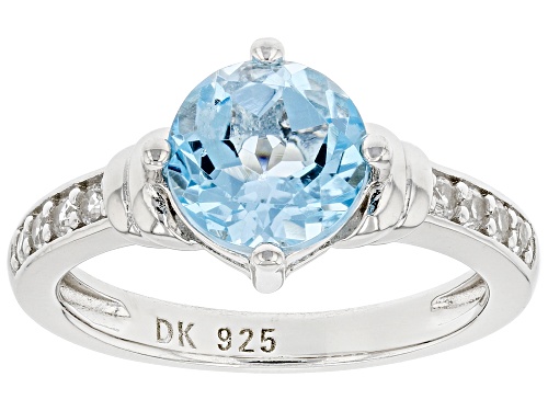 Photo of 2.03ct Round Glacier Topaz™ With 0.20ctw White Topaz Rhodium Over Sterling Silver Ring - Size 7