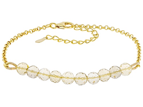 Photo of 6x6mm Champagne Quartz 18k Yellow Gold Over Sterling Silver Beaded Bracelet - Size 8